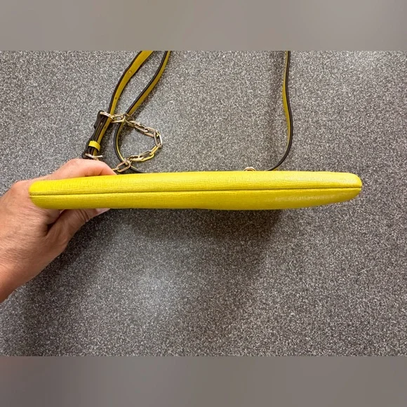 COACH Kylie Saffiano Leather Crossbody Bag Sunglow Yellow With Adjustable Strap - Picture 3 of 8